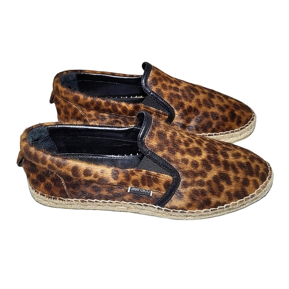 Jimmy Choo Espadrilles Vlad Pony Hair Leopard Print Slip Ons Unisex - Picture 5 of 13